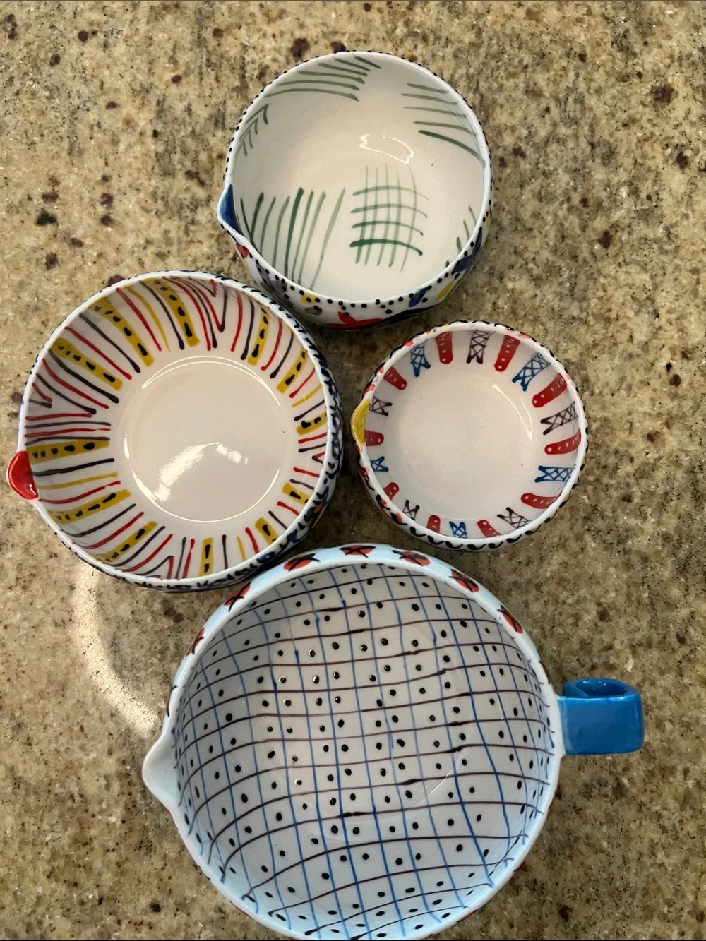 Hand-Painted Ceramic Measuring Cups - Colorful Set